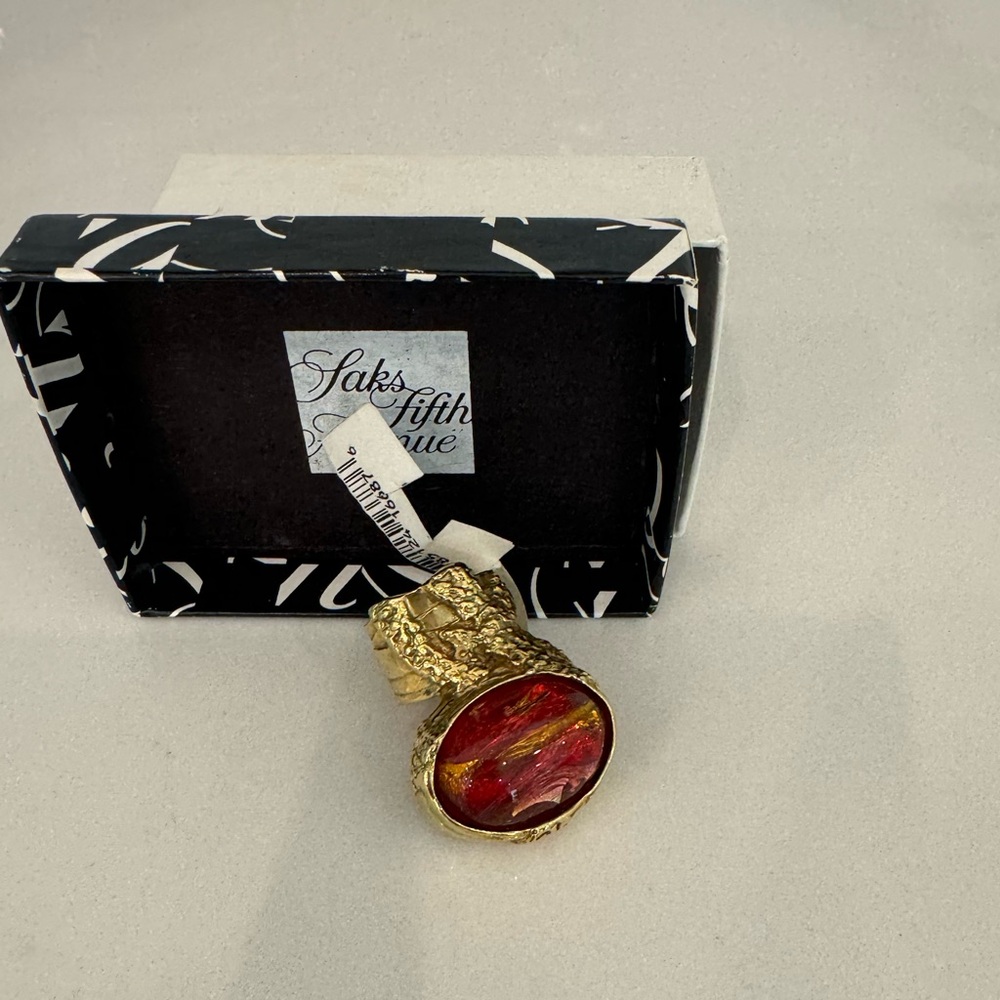 Yves Saint Laurent Gold and Red Ring